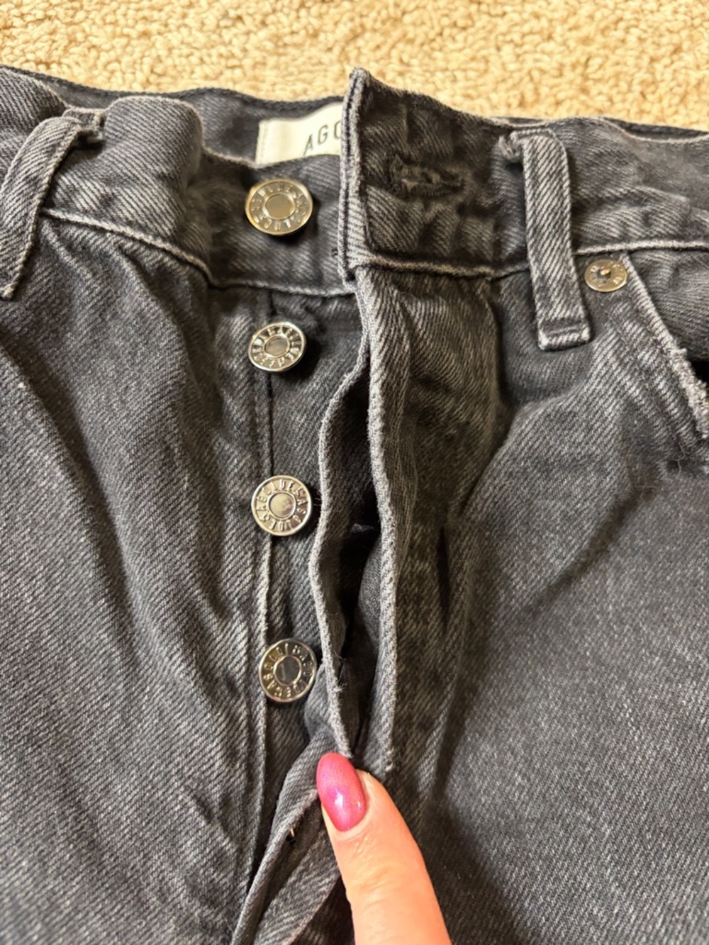 Agolde Black Button Fly Denim Jeans Size 26 - Picture 3 of 7